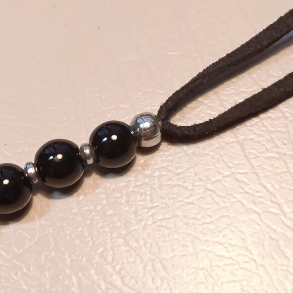 Cato black pendant statement necklace & black rectangular rhinestone earrings - Picture 5 of 10